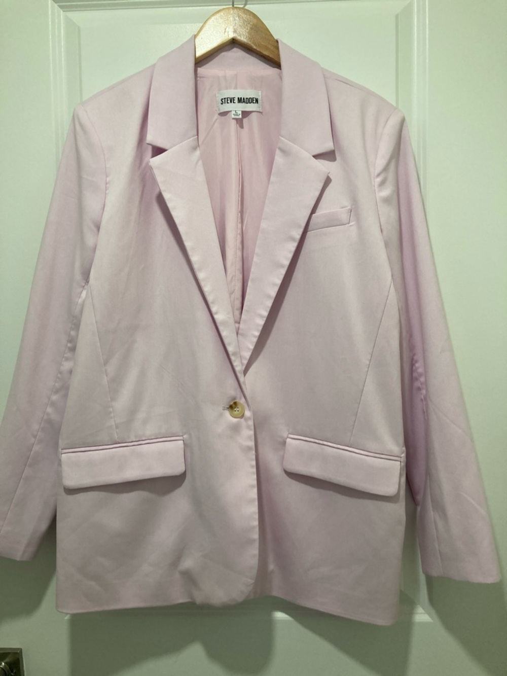 Steve Madden Pastel Pink Single-Button Blazer